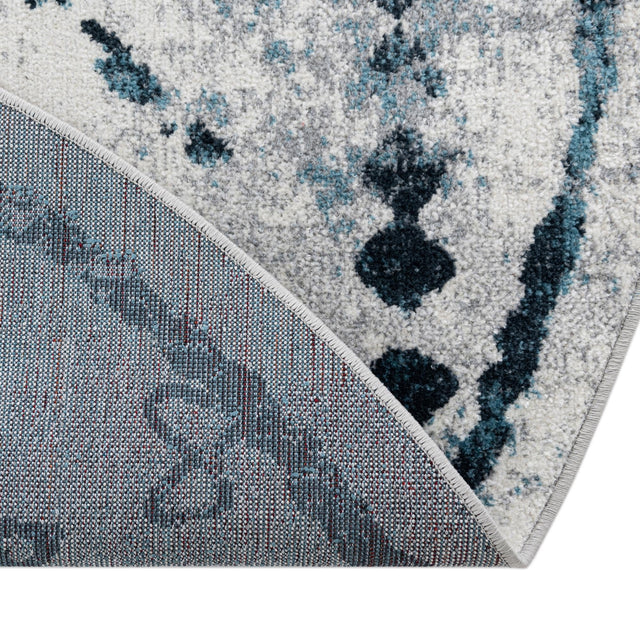 Ivory Gray 5' 3 x 5' 3 Kamala Washable Round Rug