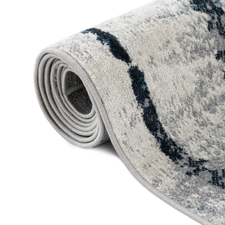 Washable Ivory Gray 5' 3 x 5' 3 Kamala Washable Round Area Rug Easy to Clean Stain Resistant & Durable 100% Polyester Spill-Friendly Carpet for Sale at Rug Engine