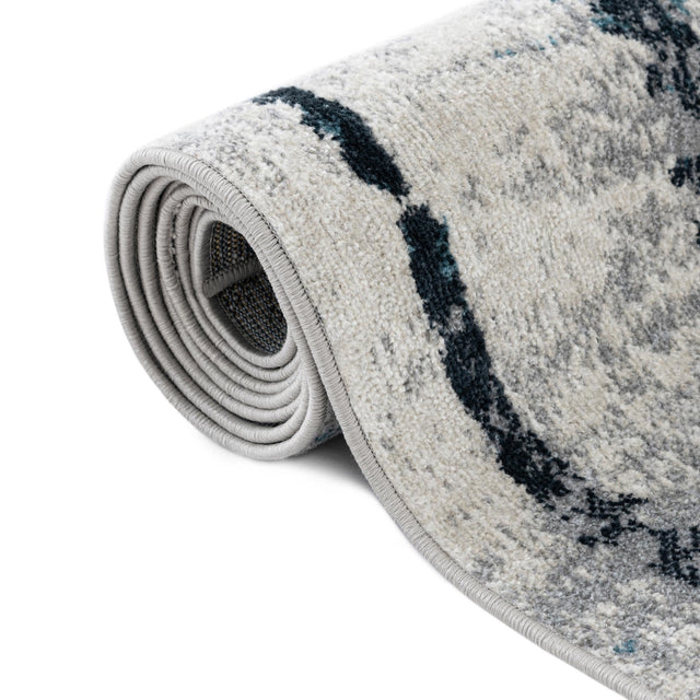 Ivory Gray 5' 3 x 5' 3 Kamala Washable Round Rug
