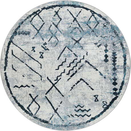 Ivory Gray 5' 3 x 5' 3 Kamala Washable Round Rug