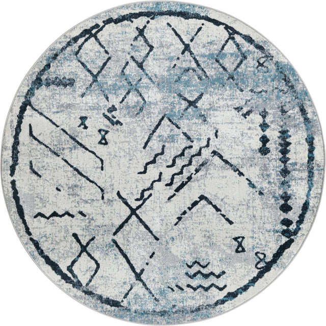 Ivory Gray 5' 3 x 5' 3 Kamala Washable Round Rug