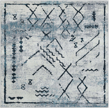 Ivory Gray 5' 3 x 5' 3 Kamala Washable Square Rug