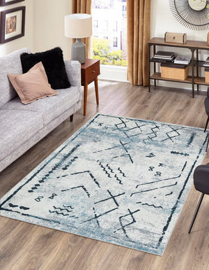 Ivory Gray 5' 3 x 8' Kamala Washable Rectangle Rug