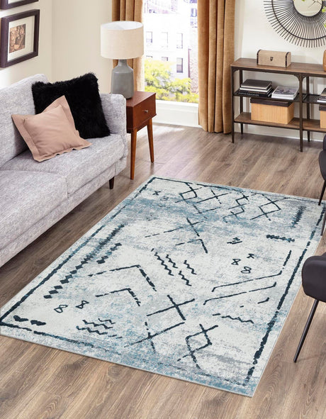 Ivory Gray 5' 3 x 8' Kamala Washable Rectangle Rug