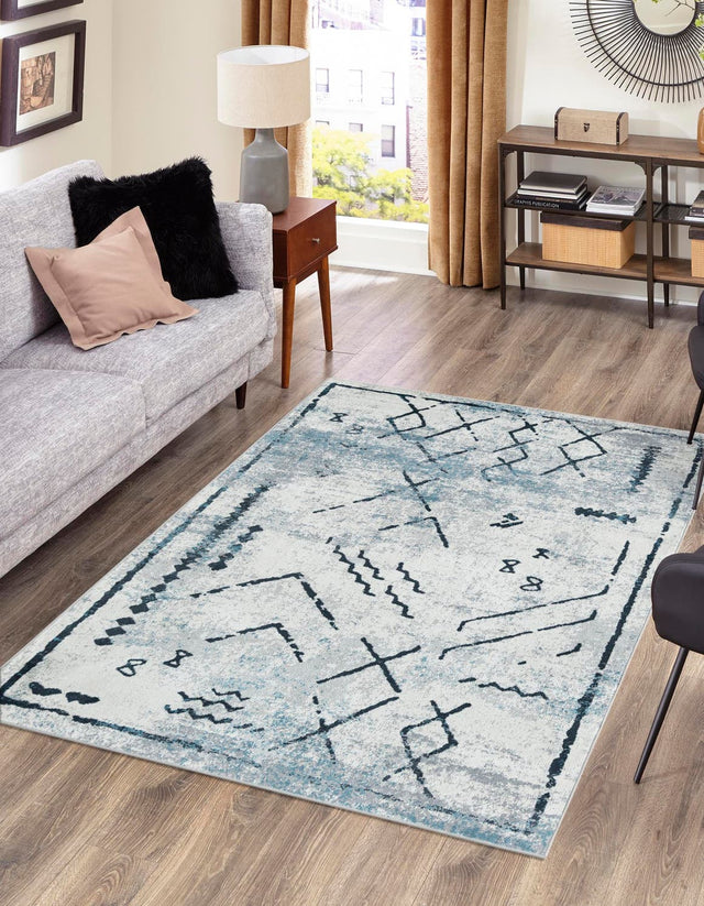 Ivory Gray 5' 3 x 8' Kamala Washable Rectangle Rug