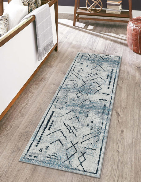 Ivory Gray 3' x 12' Kamala Washable Runner Rug