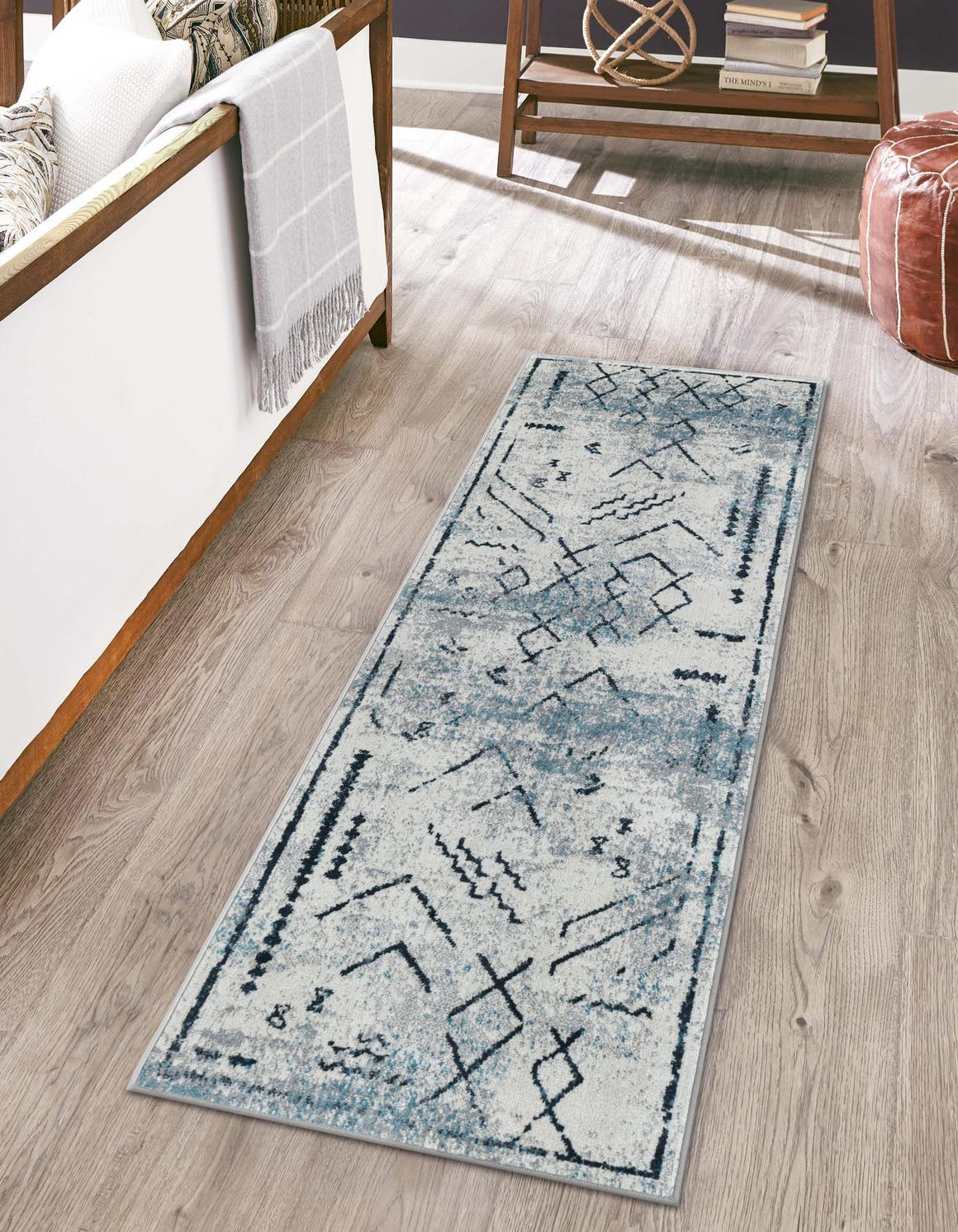 Washable Ivory Gray 2' x 8' Kamala Washable Runner Area Rug Easy to Clean Stain Resistant & Durable 100% Polyester Spill-Friendly Carpet for Sale at Rug Engine
