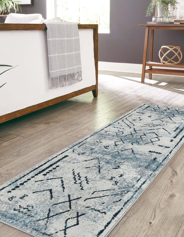 Ivory Gray 3' x 12' Kamala Washable Runner Rug