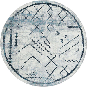 Ivory Gray 8' x 8' Kamala Washable Round Rug