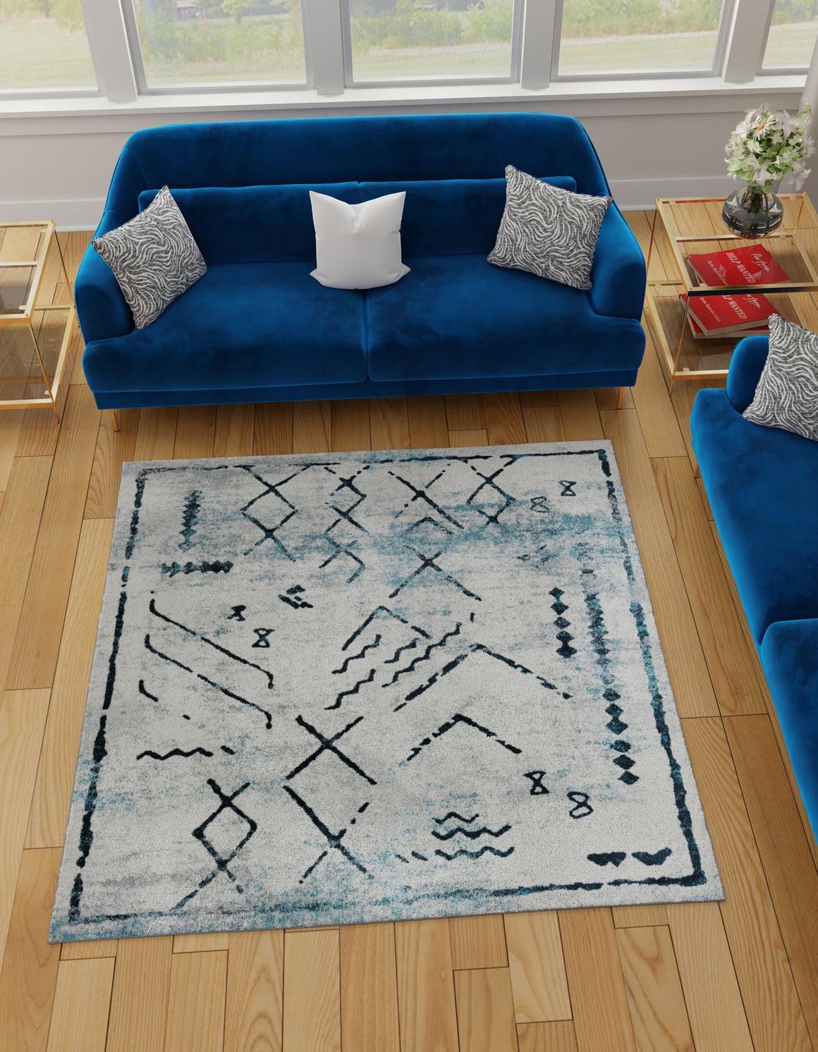 Washable Ivory Gray 5' 3 x 5' 3 Kamala Washable Square Area Rug Easy to Clean Stain Resistant & Durable 100% Polyester Spill-Friendly Carpet for Sale at Rug Engine