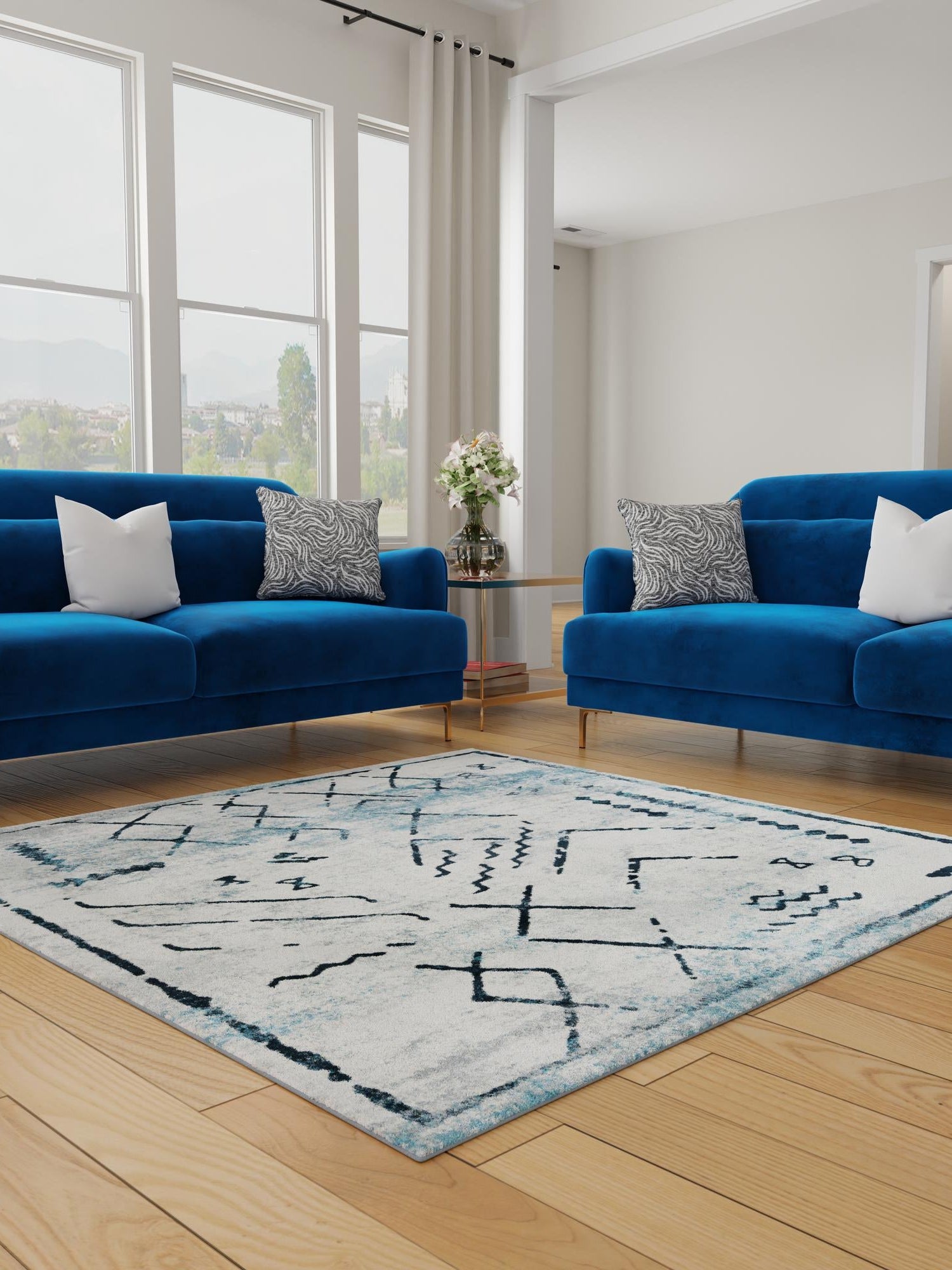 Washable Ivory Gray 7' 10 x 7' 10 Kamala Washable Square Area Rug Easy to Clean Stain Resistant & Durable 100% Polyester Spill-Friendly Carpet for Sale at Rug Engine