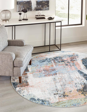 Washable Multicolor 7' 10 x 7' 10 Kamala Washable Round Area Rug Easy to Clean Stain Resistant & Durable 100% Polyester Spill-Friendly Carpet for Sale at Rug Engine