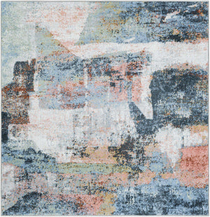 Washable Multicolor 5' 3 x 5' 3 Kamala Washable Square Area Rug Easy to Clean Stain Resistant & Durable 100% Polyester Spill-Friendly Carpet for Sale at Rug Engine