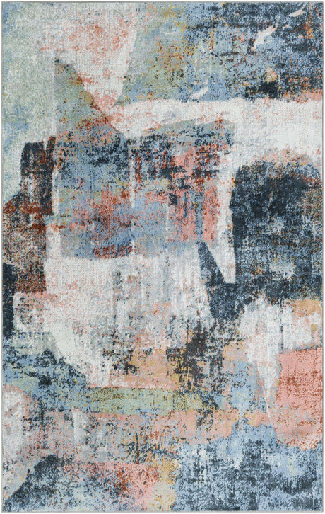 Washable Aegean Blue 5' 3 x 8' Kamala Washable Rectangle Area Rug Easy to Clean Stain Resistant & Durable 100% Polyester Spill-Friendly Carpet for Sale at Rug Engine