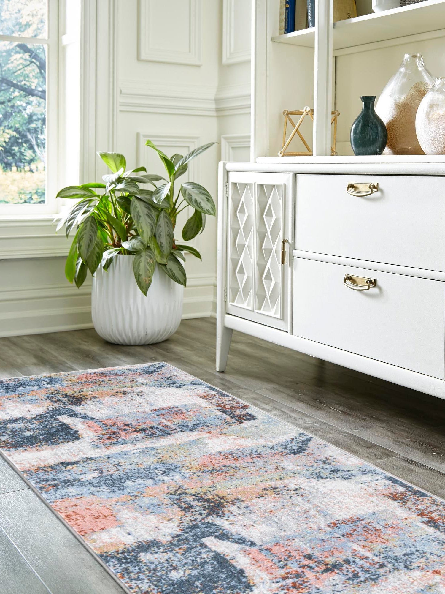 Washable Multicolor 2' x 4' 1 Kamala Washable Runner Area Rug Easy to Clean Stain Resistant & Durable 100% Polyester Spill-Friendly Carpet for Sale at Rug Engine