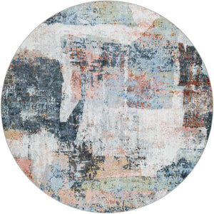 Washable Multicolor 7' 10 x 7' 10 Kamala Washable Round Area Rug Easy to Clean Stain Resistant & Durable 100% Polyester Spill-Friendly Carpet for Sale at Rug Engine