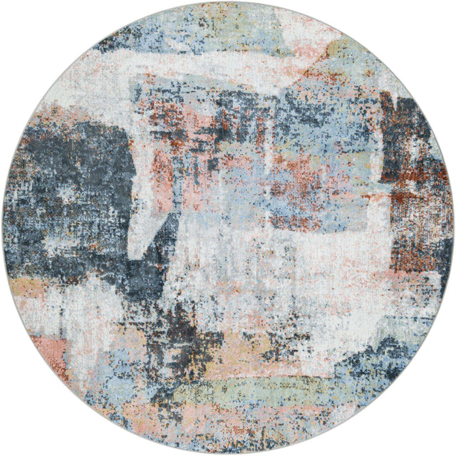 Washable Multicolor 7' 10 x 7' 10 Kamala Washable Round Area Rug Easy to Clean Stain Resistant & Durable 100% Polyester Spill-Friendly Carpet for Sale at Rug Engine