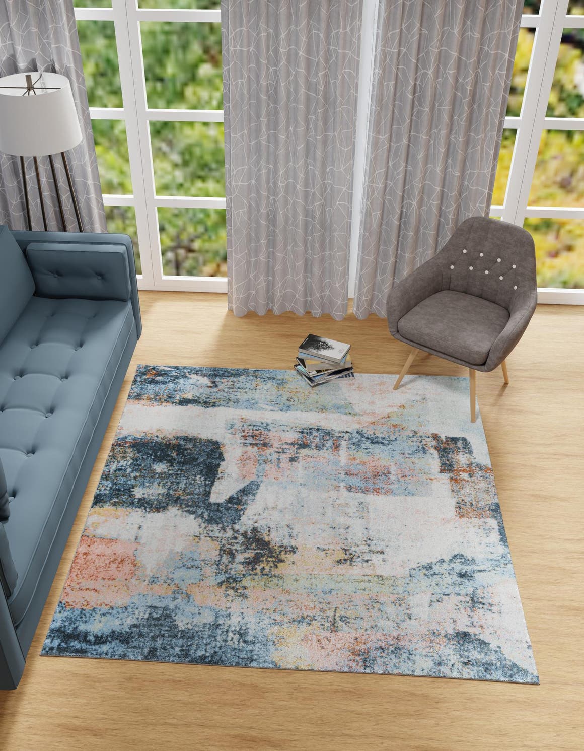 Washable Multicolor 7' 10 x 7' 10 Kamala Washable Square Area Rug Easy to Clean Stain Resistant & Durable 100% Polyester Spill-Friendly Carpet for Sale at Rug Engine