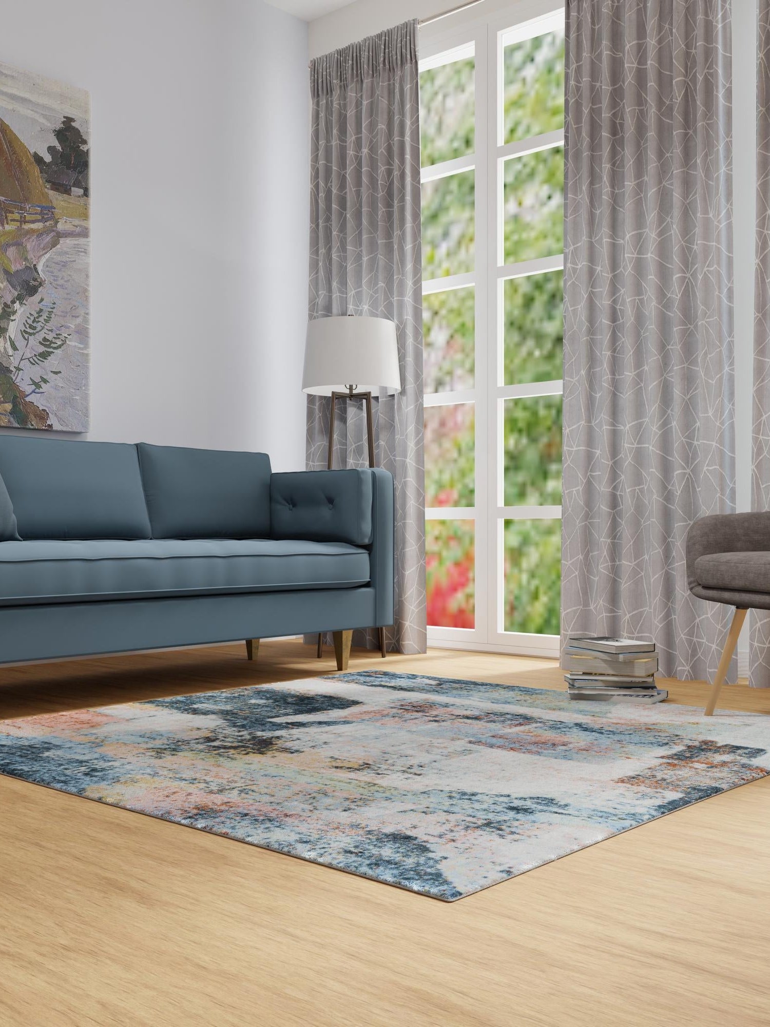 Washable Multicolor 5' 3 x 5' 3 Kamala Washable Square Area Rug Easy to Clean Stain Resistant & Durable 100% Polyester Spill-Friendly Carpet for Sale at Rug Engine