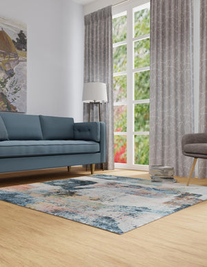 Washable Multicolor 5' 3 x 5' 3 Kamala Washable Square Area Rug Easy to Clean Stain Resistant & Durable 100% Polyester Spill-Friendly Carpet for Sale at Rug Engine