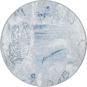 Ivory Gray 3' 3 x 3' 3 Kamala Washable Round Rug