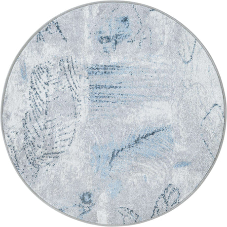 Washable Ivory Gray 3' 3 x 3' 3 Kamala Washable Round Area Rug Easy to Clean Stain Resistant & Durable 100% Polyester Spill-Friendly Carpet for Sale at Rug Engine