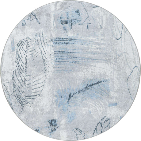 Washable Ivory Gray 5' 3 x 5' 3 Kamala Washable Round Area Rug Easy to Clean Stain Resistant & Durable 100% Polyester Spill-Friendly Carpet for Sale at Rug Engine