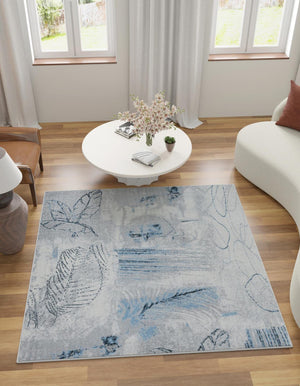 Washable Ivory Gray 7' 10 x 7' 10 Kamala Washable Square Area Rug Easy to Clean Stain Resistant & Durable 100% Polyester Spill-Friendly Carpet for Sale at Rug Engine