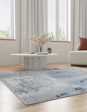 Washable Ivory Gray 7' 10 x 7' 10 Kamala Washable Square Area Rug Easy to Clean Stain Resistant & Durable 100% Polyester Spill-Friendly Carpet for Sale at Rug Engine