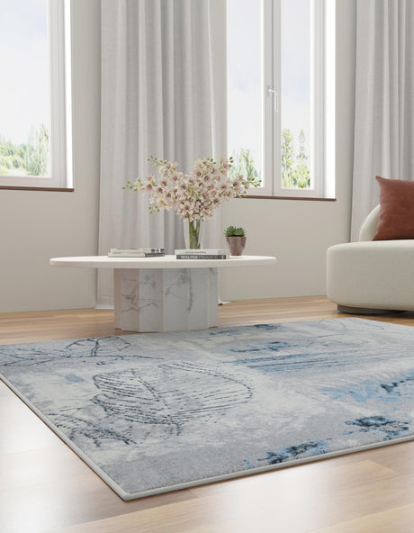 Washable Ivory Gray 5' 3 x 5' 3 Kamala Washable Square Area Rug Easy to Clean Stain Resistant & Durable 100% Polyester Spill-Friendly Carpet for Sale at Rug Engine