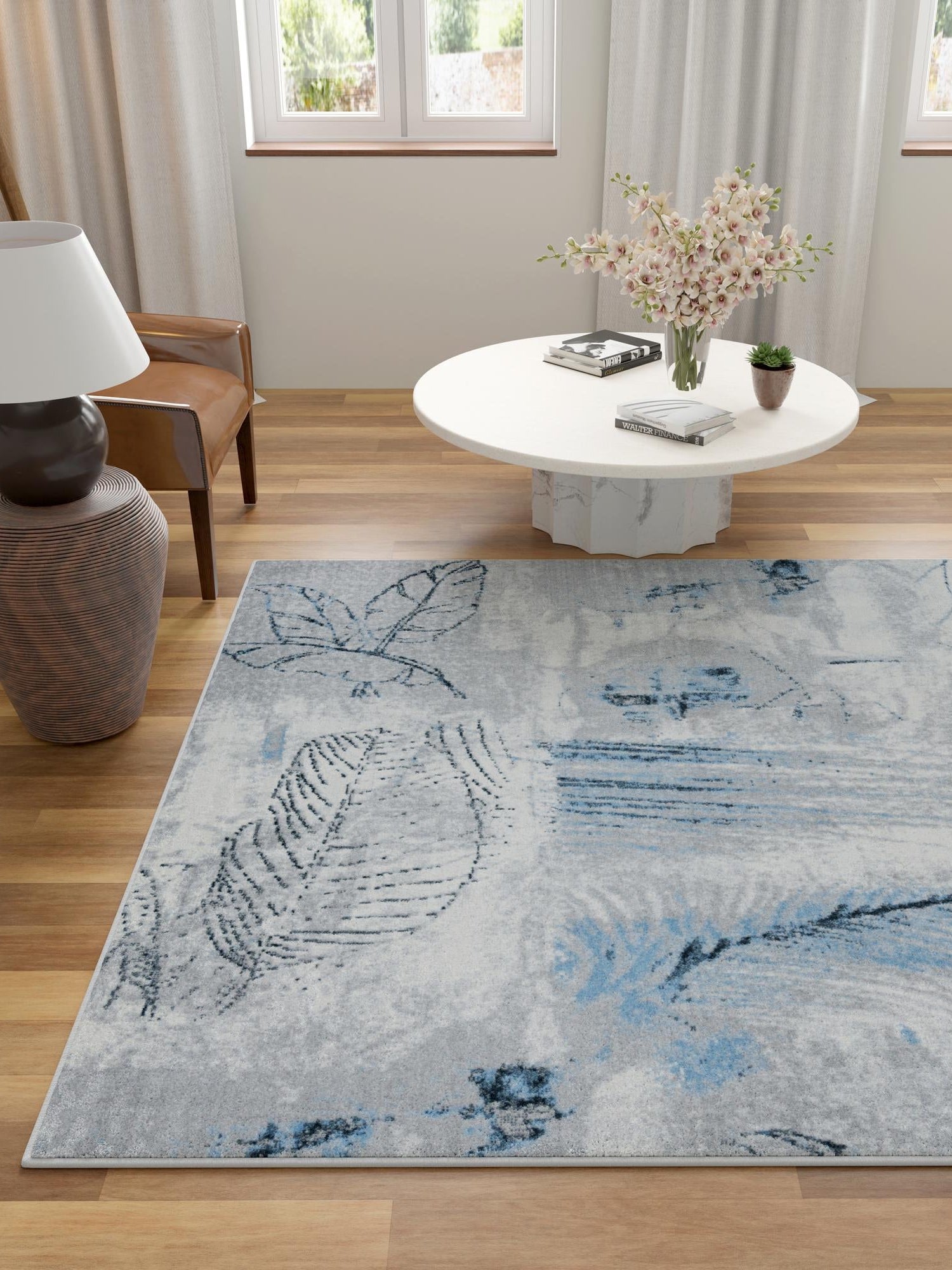 Washable Ivory Gray 5' 3 x 5' 3 Kamala Washable Square Area Rug Easy to Clean Stain Resistant & Durable 100% Polyester Spill-Friendly Carpet for Sale at Rug Engine