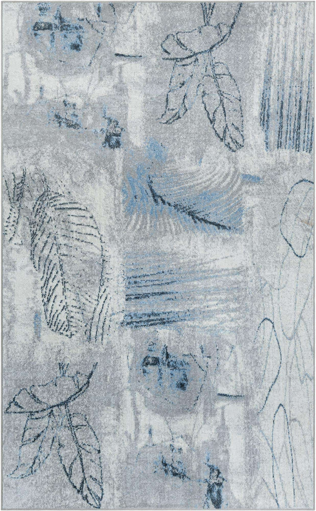 Washable Ivory Gray 5' 3 x 8' Kamala Washable Rectangle Area Rug Easy to Clean Stain Resistant & Durable 100% Polyester Spill-Friendly Carpet for Sale at Rug Engine