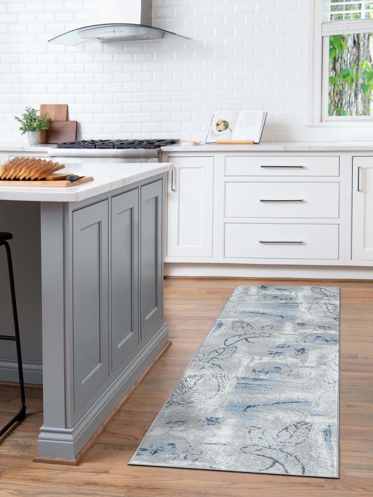 Washable Ivory Gray 2' x 6' 1 Kamala Washable Runner Area Rug Easy to Clean Stain Resistant & Durable 100% Polyester Spill-Friendly Carpet for Sale at Rug Engine