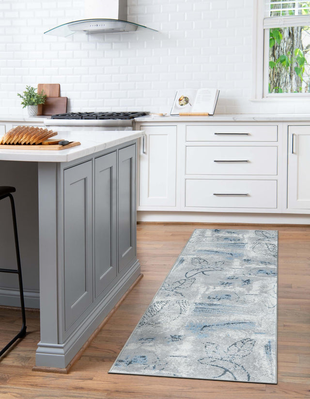 Washable Ivory Gray 2' x 6' 1 Kamala Washable Runner Area Rug Easy to Clean Stain Resistant & Durable 100% Polyester Spill-Friendly Carpet for Sale at Rug Engine