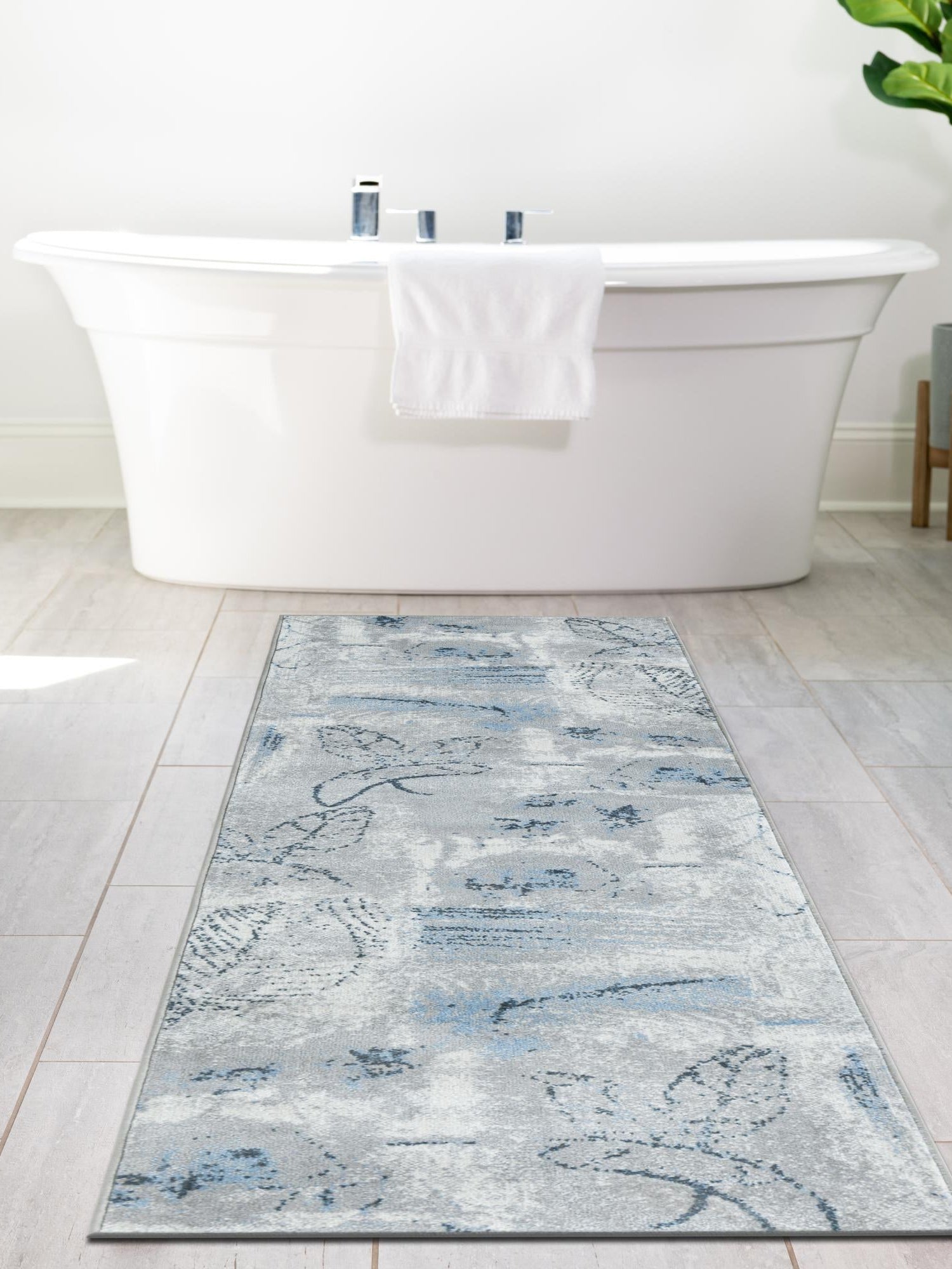 Washable Ivory Gray 2' x 6' 1 Kamala Washable Runner Area Rug Easy to Clean Stain Resistant & Durable 100% Polyester Spill-Friendly Carpet for Sale at Rug Engine
