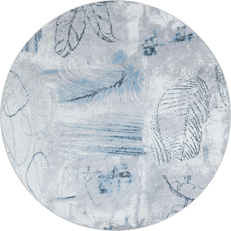 Washable Ivory Gray 7' 10 x 7' 10 Kamala Washable Round Area Rug Easy to Clean Stain Resistant & Durable 100% Polyester Spill-Friendly Carpet for Sale at Rug Engine