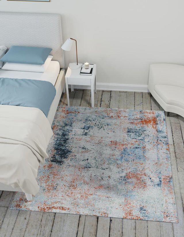 Washable Multicolor 7' 10 x 7' 10 Kamala Washable Square Area Rug Easy to Clean Stain Resistant & Durable 100% Polyester Spill-Friendly Carpet for Sale at Rug Engine