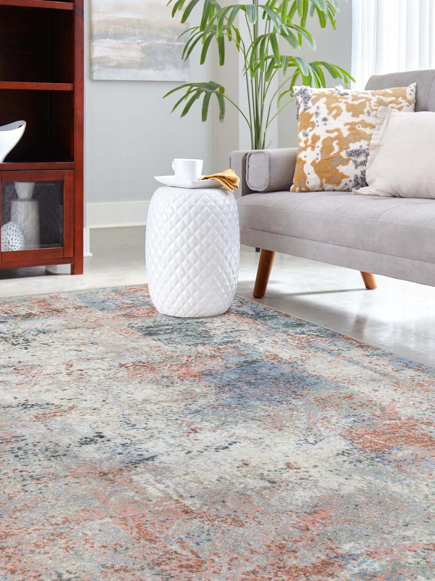 Washable Multicolor 6' 1 x 9' Kamala Washable Rectangle Area Rug Easy to Clean Stain Resistant & Durable 100% Polyester Spill-Friendly Carpet for Sale at Rug Engine