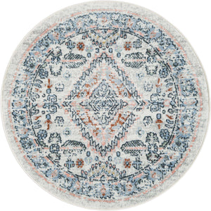 Washable Ivory 3' 3 x 3' 3 Kamala Washable Round Area Rug Easy to Clean Stain Resistant & Durable 100% Polyester Spill-Friendly Carpet for Sale at Rug Engine