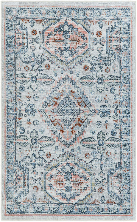 Washable Ivory 4' 1 x 6' 1 Kamala Washable Rectangle Area Rug Easy to Clean Stain Resistant & Durable 100% Polyester Spill-Friendly Carpet for Sale at Rug Engine