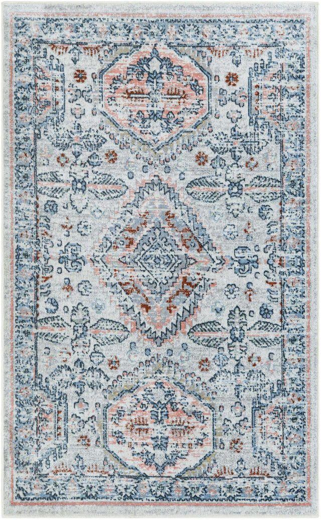 Washable Ivory 4' 1 x 6' 1 Kamala Washable Rectangle Area Rug Easy to Clean Stain Resistant & Durable 100% Polyester Spill-Friendly Carpet for Sale at Rug Engine