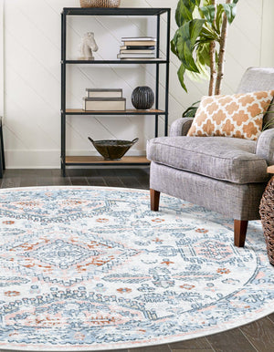 Washable Ivory 3' 3 x 3' 3 Kamala Washable Round Area Rug Easy to Clean Stain Resistant & Durable 100% Polyester Spill-Friendly Carpet for Sale at Rug Engine