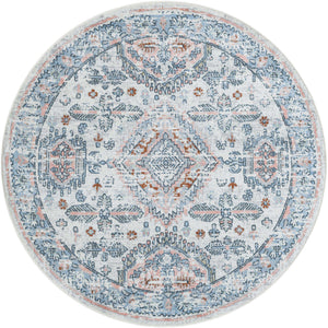 Washable Ivory 5' 3 x 5' 3 Kamala Washable Round Area Rug Easy to Clean Stain Resistant & Durable 100% Polyester Spill-Friendly Carpet for Sale at Rug Engine