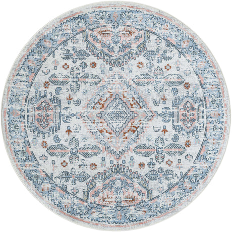 Washable Ivory 5' 3 x 5' 3 Kamala Washable Round Area Rug Easy to Clean Stain Resistant & Durable 100% Polyester Spill-Friendly Carpet for Sale at Rug Engine