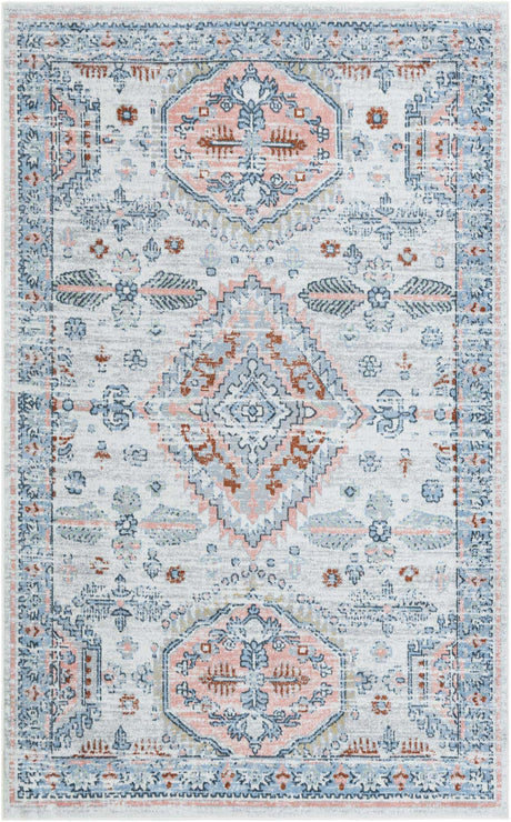 Washable Ivory 5' 3 x 8' Kamala Washable Rectangle Area Rug Easy to Clean Stain Resistant & Durable 100% Polyester Spill-Friendly Carpet for Sale at Rug Engine