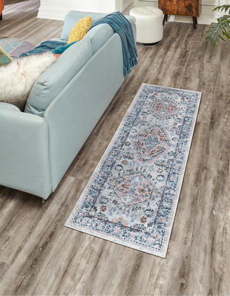 Ivory 2' x 8' Kamala Washable Runner Rug