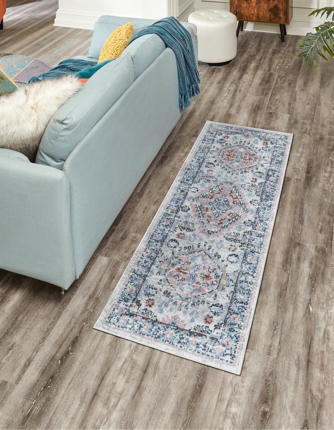 Washable Ivory 2' x 6' 1 Kamala Washable Runner Area Rug Easy to Clean Stain Resistant & Durable 100% Polyester Spill-Friendly Carpet for Sale at Rug Engine