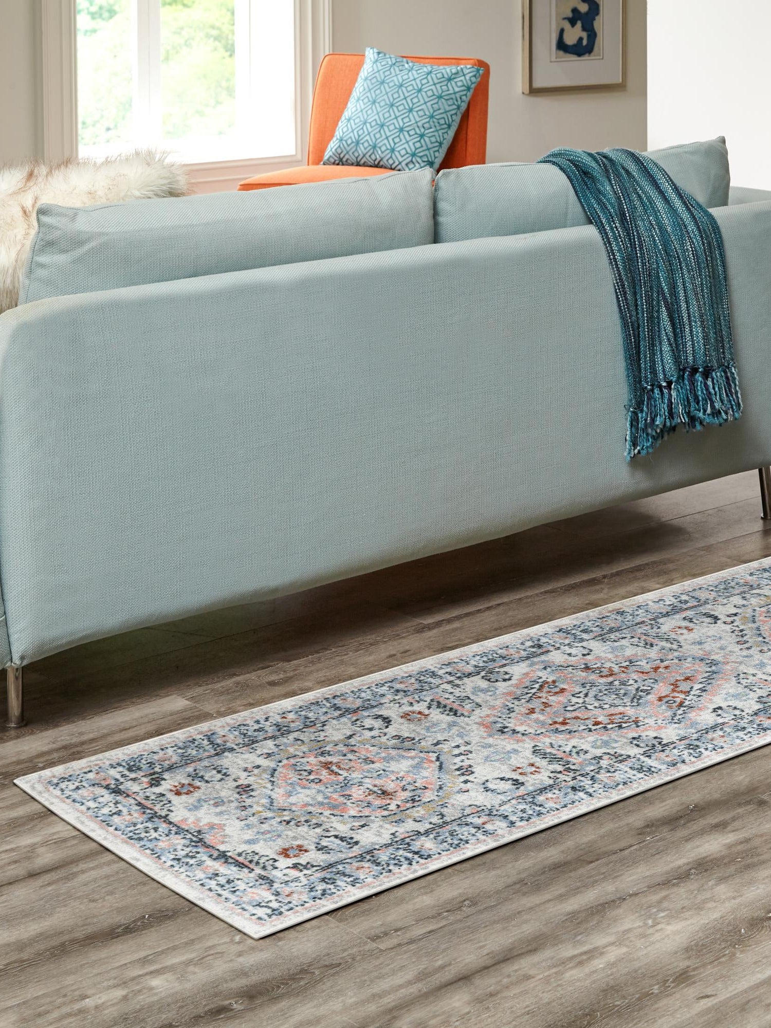 Washable Ivory 2' x 4' 1 Kamala Washable Runner Area Rug Easy to Clean Stain Resistant & Durable 100% Polyester Spill-Friendly Carpet for Sale at Rug Engine