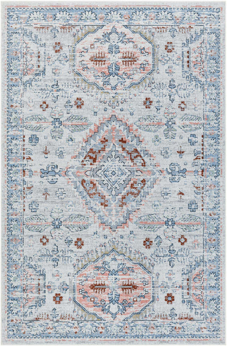 Washable Ivory 6' 1 x 9' Kamala Washable Rectangle Area Rug Easy to Clean Stain Resistant & Durable 100% Polyester Spill-Friendly Carpet for Sale at Rug Engine