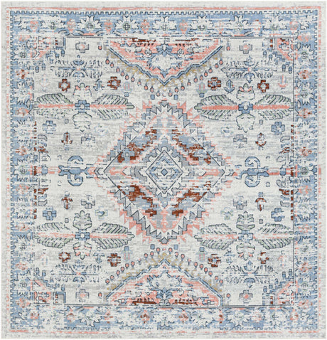Washable Ivory 7' 10 x 7' 10 Kamala Washable Square Area Rug Easy to Clean Stain Resistant & Durable 100% Polyester Spill-Friendly Carpet for Sale at Rug Engine